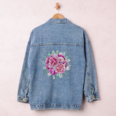 Lichte roze en paarse pioenrozen denim jacket (Hangar)