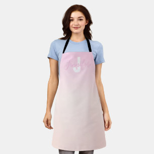Lichte roze en perzik verloop ombre naam en monogr schort