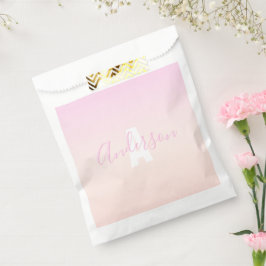 Lichte roze en perzik verlopend ombre naam & monog bedankzakje