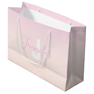 Lichte roze en perzik verlopende ombre naam en mon groot cadeauzakje