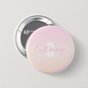 Lichte roze en perzik verlopende ombre naam en mon ronde button 5,7 cm