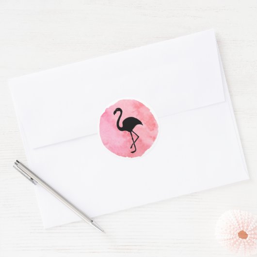 Lichte Roze Flamingo Ronde Sticker (Envelop)