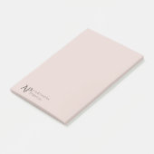 Lichte Roze Gepersonaliseerde Monogram Persoonlijk Post-it® Notes (Schuin)