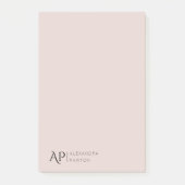 Lichte Roze Gepersonaliseerde Monogram Persoonlijk Post-it® Notes (Voorkant)