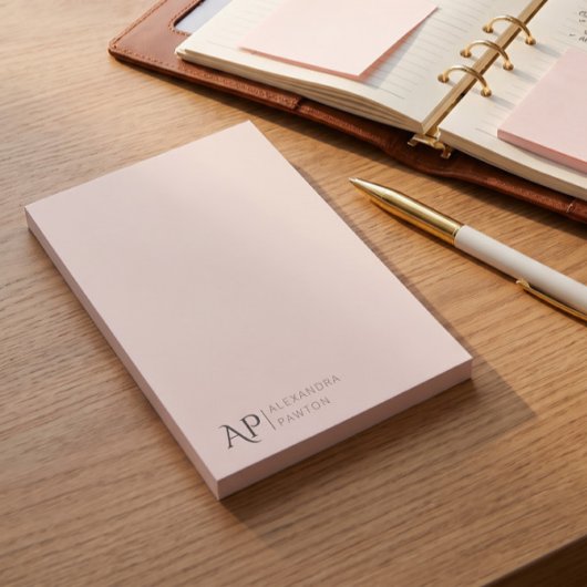 Lichte Roze Gepersonaliseerde Monogram Persoonlijk Post-it® Notes