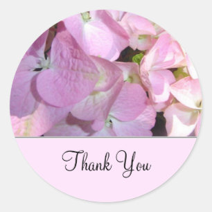 Lichte Roze Hortensia Dank Je Ronde Sticker
