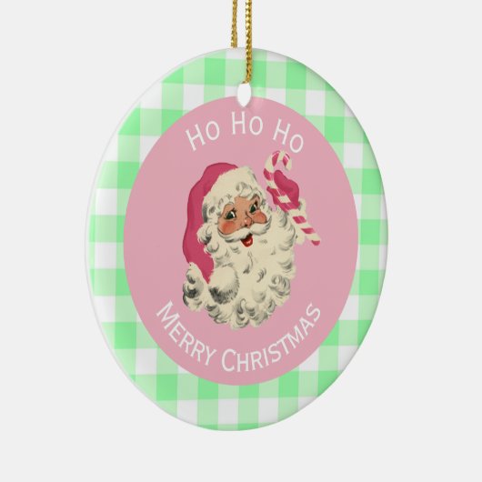 Lichte roze kerstman keramisch ornament (Rechts)