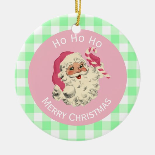 Lichte roze kerstman keramisch ornament (Voorkant)