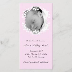 Lichte Roze Meisje Nieuwe Baby Fotokaart Aankondiging