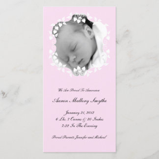 Lichte Roze Meisje Nieuwe Baby Fotokaart Aankondiging