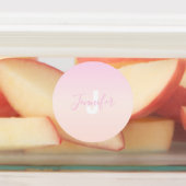 Lichte Roze & Perzik Verlopen Ombre Naam & Monogra Labels (Aangebracht)
