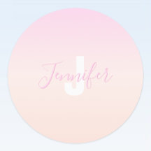 Lichte Roze & Perzik Verlopen Ombre Naam & Monogra