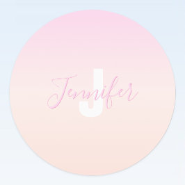 Lichte Roze & Perzik Verlopen Ombre Naam & Monogra Labels