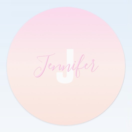 Lichte Roze & Perzik Verlopen Ombre Naam & Monogra Labels