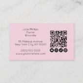Lichte Roze QR-code, sociaal icoon en fotogrime Visitekaartje (Achterkant)
