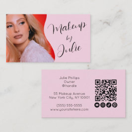 Lichte Roze QR-code, sociaal icoon en fotogrime Visitekaartje