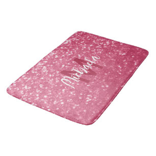 Lichte roze roos nepschittering glinsterend Monogr Badmat