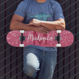 Lichte roze roos nepschittering glinsterend Monogr Persoonlijk Skateboard