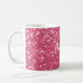 Lichte roze roos nepschittering glitters Monogram Koffiemok (Links)