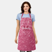 Lichte roze roos nepschittering glitters Monogram Schort (Gedragen)