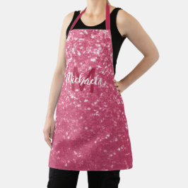 Lichte roze roos nepschittering glitters Monogram Schort