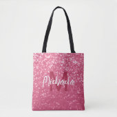 Lichte roze roos nepschittering glitters Monogram Tote Bag (Voorkant)