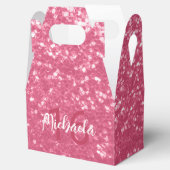 Lichte roze roos nepsparkling glitters Monogram Bedankdoosjes (Geopend)
