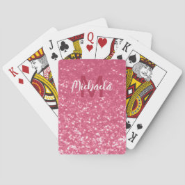 Lichte roze roos nepsparkling glitters Monogram Pokerkaarten