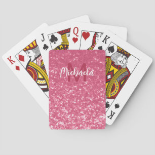 Lichte roze roos nepsparkling glitters Monogram Pokerkaarten
