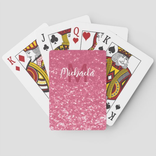 Lichte roze roos nepsparkling glitters Monogram Pokerkaarten (Achterkant)
