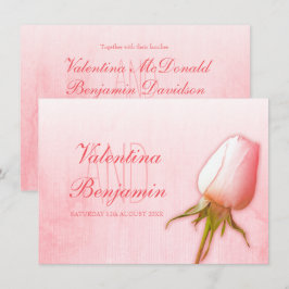 Lichte roze roosknop trouwkaarten kaart