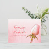 Lichte roze roosknop trouwkaarten kaart (Staand voorkant)
