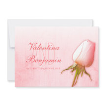 Lichte roze roosknop trouwkaarten