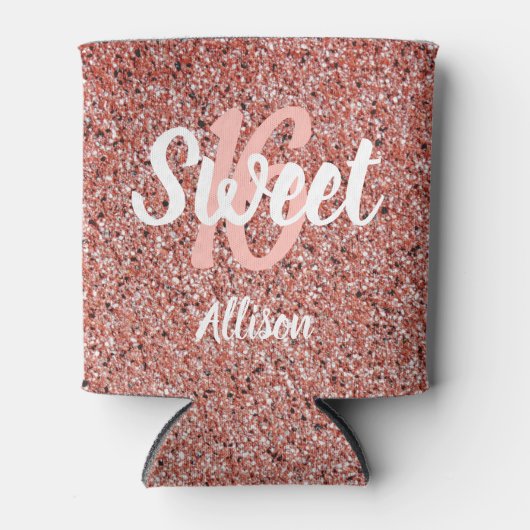 Lichte roze roze roze roze roodbruine glitter op m blikjeskoeler (Voorkant)