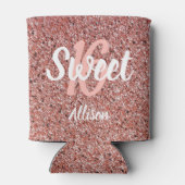 Lichte roze roze roze roze roodbruine glitter op m blikjeskoeler (Achterkant)