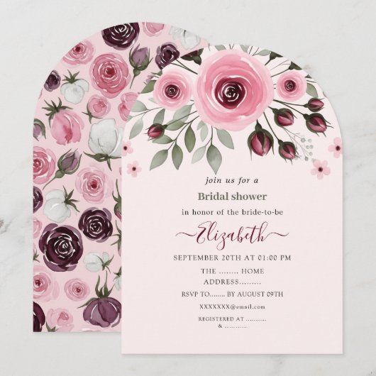 Lichte roze rozen kaart (Voorkant / Achterkant)