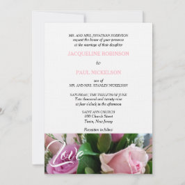 Lichte Roze Rozen Liefde Bruiloft Kaart