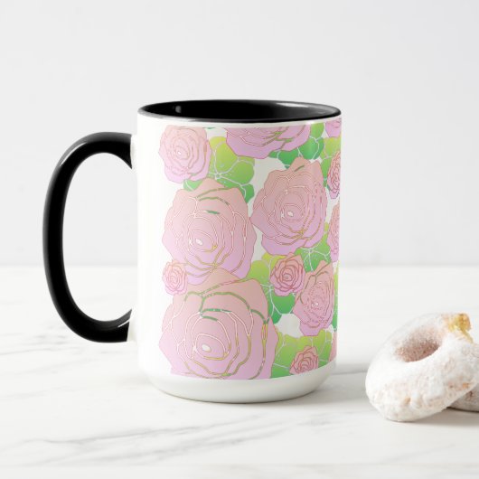 Lichte Roze Rozen Mok (Met donut)
