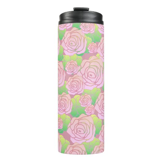 Lichte Roze Rozen Thermosbeker (Voorkant)