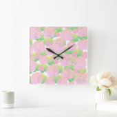 Lichte Roze Rozen Vierkante Klok (Huis)