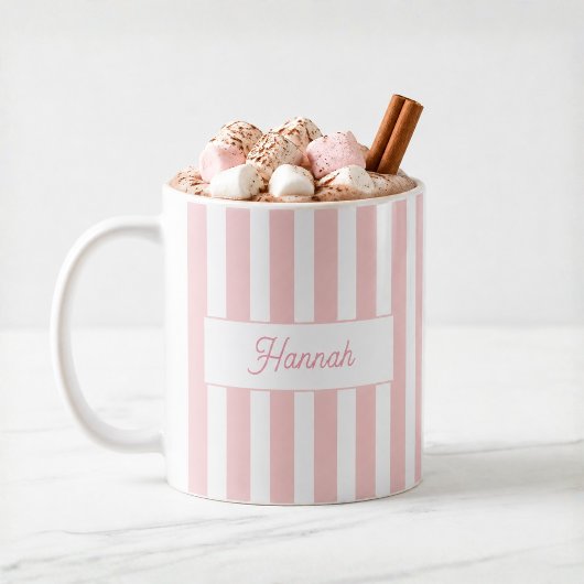 Lichte Roze Streep Monogram Koffiemok