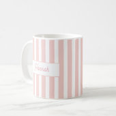 Lichte Roze Streep Monogram Koffiemok (Voorkant links)