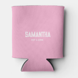 lichte roze & witte monogram beginletter kan koele blikjeskoeler