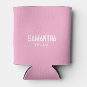lichte roze & witte monogram beginletter kan koele blikjeskoeler