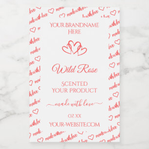 Lichte Roze Witte Woorden Wolk Productlabels Hartj Voedselcontainer Etiket
