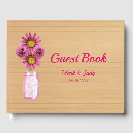 Lichte Rustieke Roze Bloemige Mason Jar Huwelijk Gastenboek