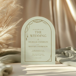 Lichte Sage Groene Boho Beaded Arch Lijst bruiloft Kaart