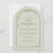 Lichte Sage Groene Boho Beaded Arch Lijst bruiloft Kaart (Voorkant)