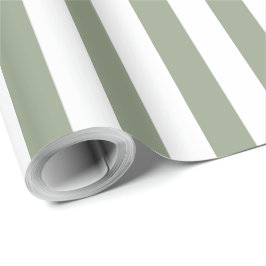 Lichte Sage Groene en Witte Streep Cadeaupapier