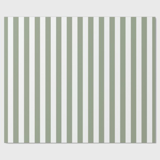 Lichte Sage Groene en Witte Streep Cadeaupapier (Vlak)